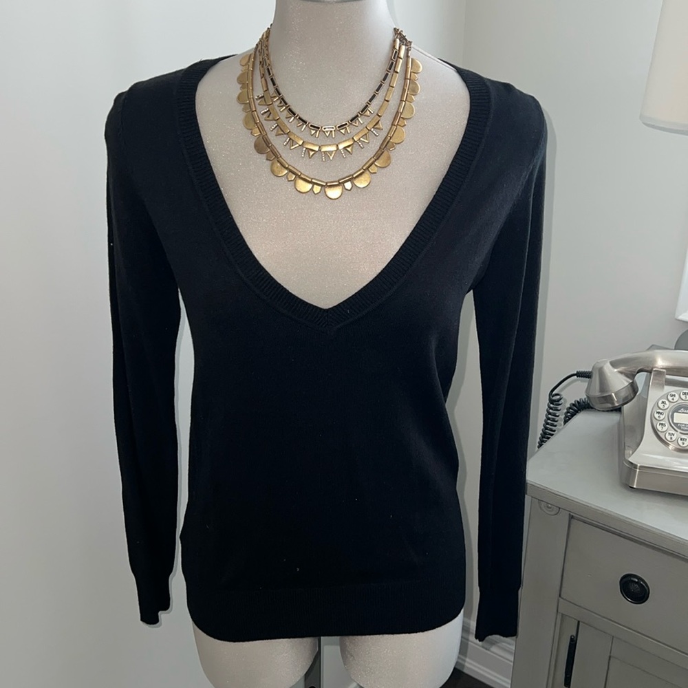 Black V-Neck Women's Sweater